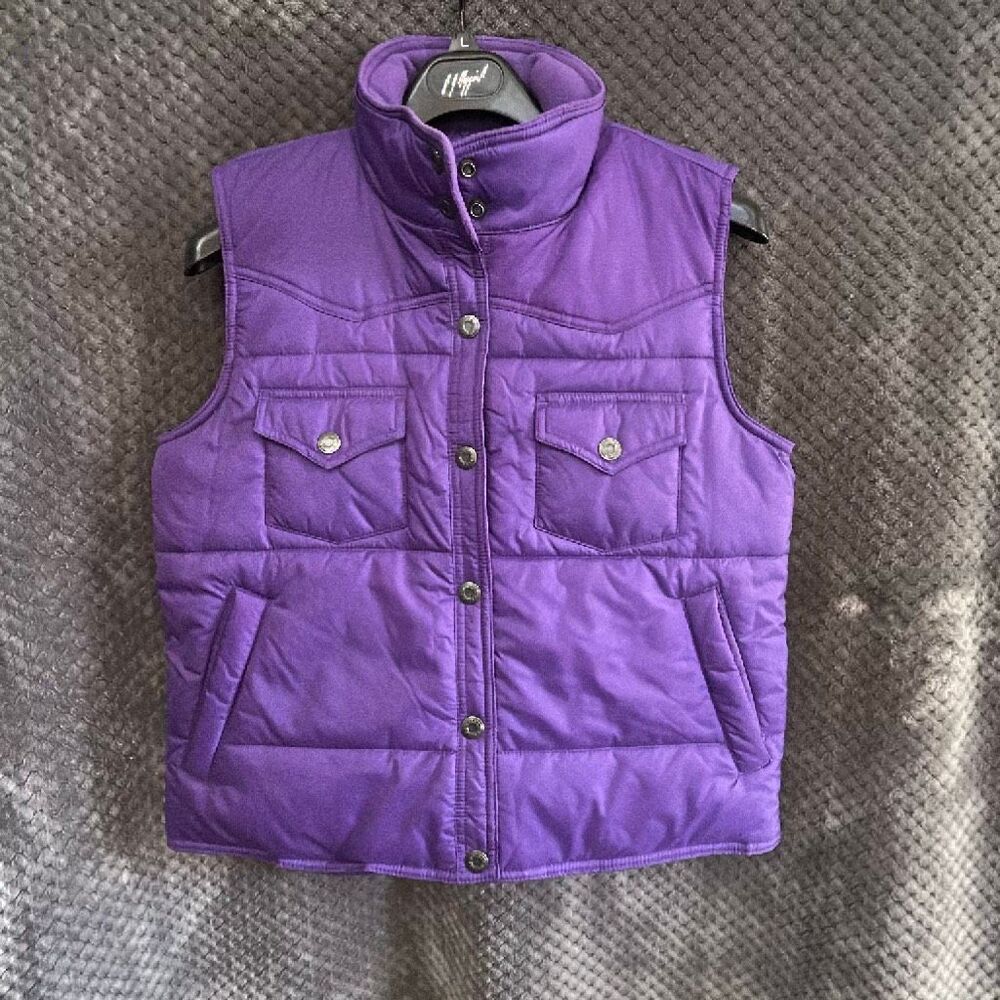 Walls Womens Puffer Vest Authentic Ranch Wear Purple Sz Medium Snap Buttons